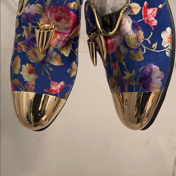 Floral Blue Red Bottom Loafers Sz 43 US Sz 9.5-10 main image 5